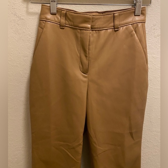 Aritzia Babaton Vegan Leather Command Cropped Pant In Camel Size 00 - Picture 4 of 12
